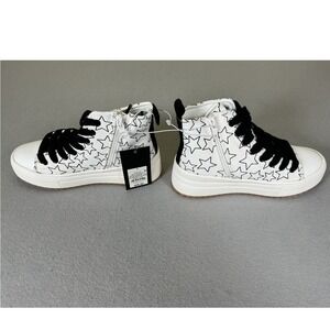 Cat & Jack Star High Top Sneakers Kids Size 1 White Black Zip Lace NIB